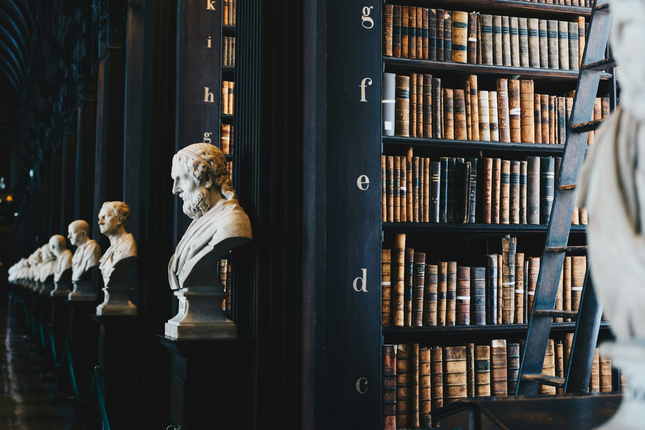 A historic law library lined with leather-bound legal books